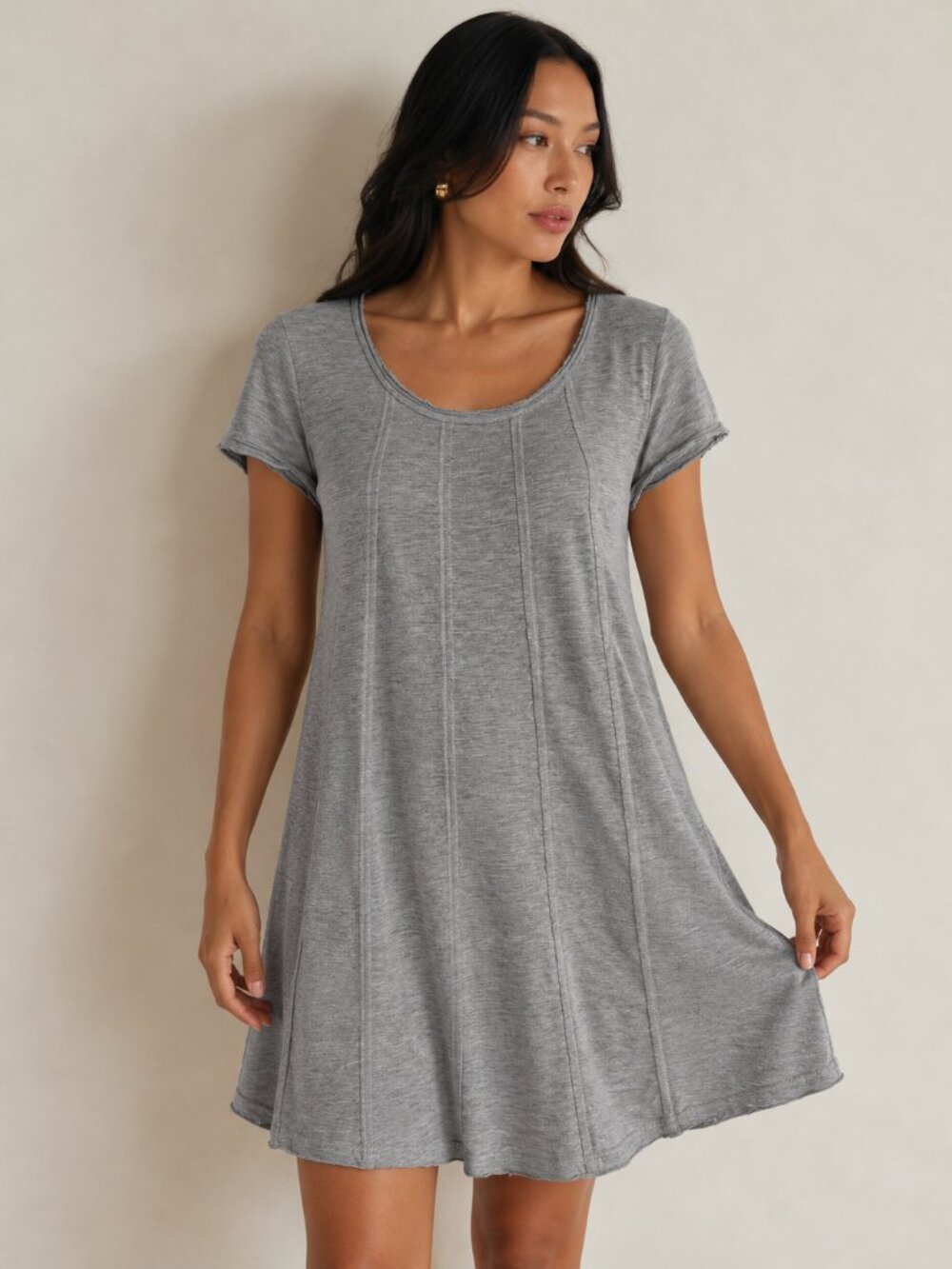 Sweet Salt Large heather grey knit modest natural minimalist cotton midi dress